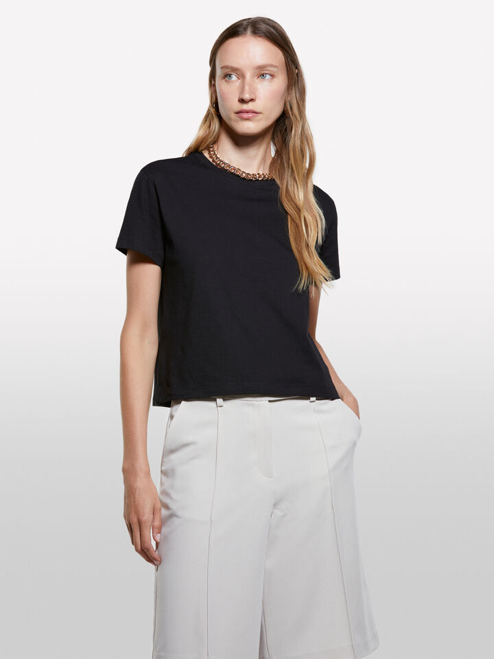 Μπλούζα boxy fit μαύρη - μπλουζάκια κοντομάνικα γυναικεία - Μαυρο | Sisley image number 3